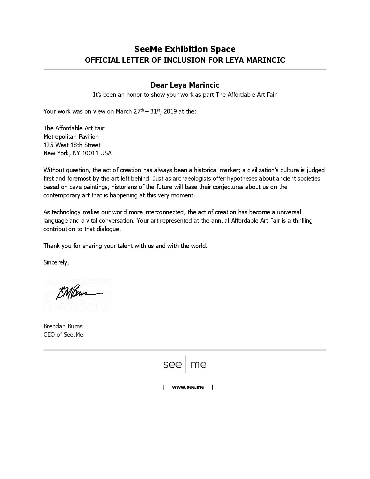 SeeMe Official Letter