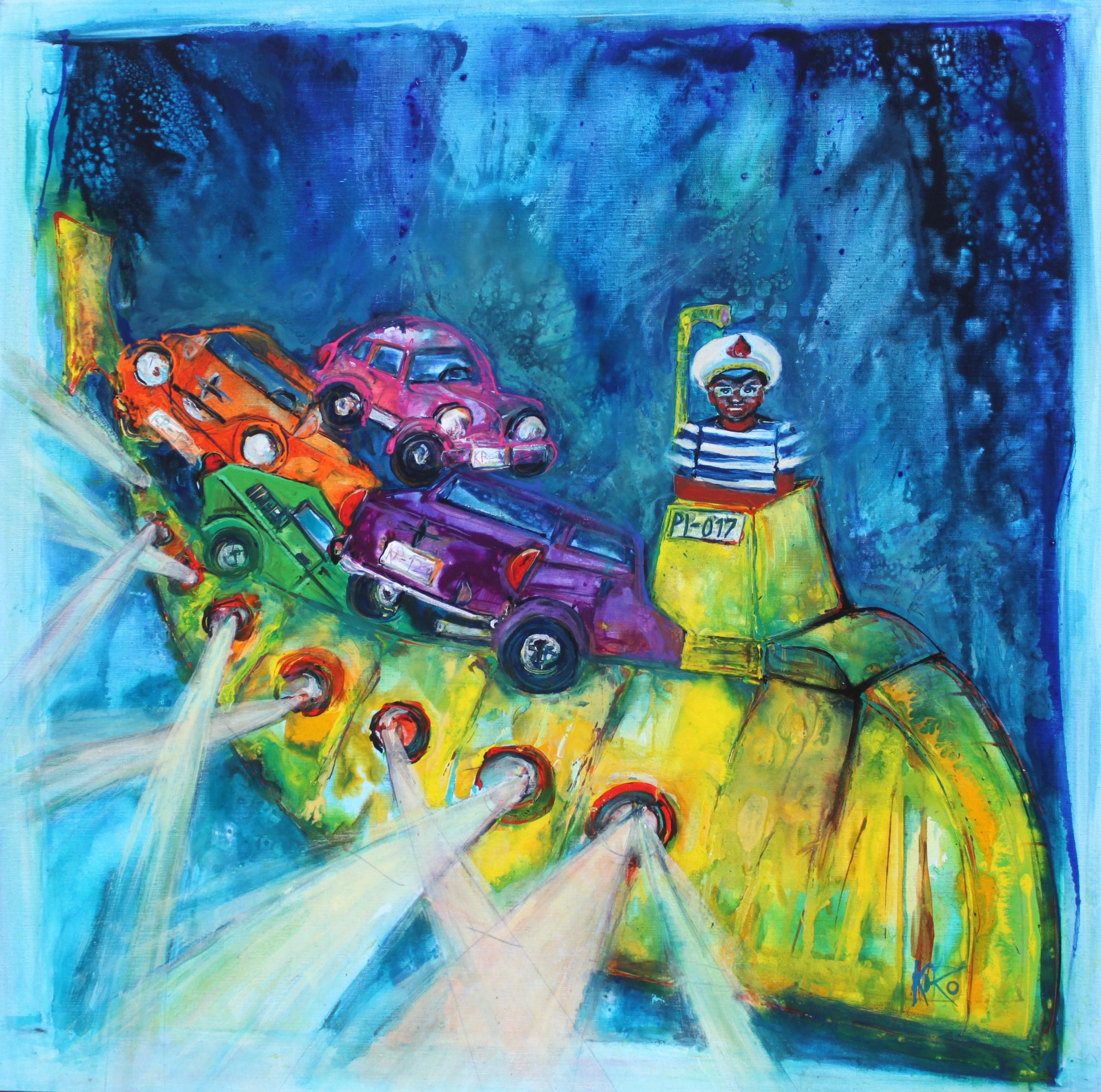 Painting We all park on the yellow submarine