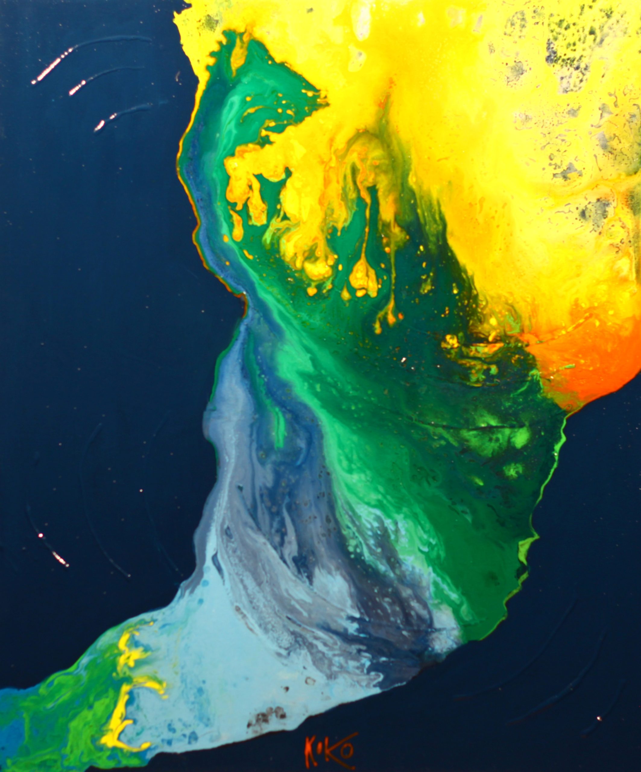 Painting Urška and Flood Man Abstract